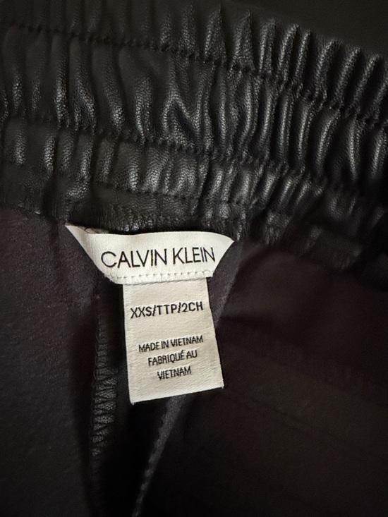 Calvin Klein Black Faux Leather Joggers - Picture 2 of 3